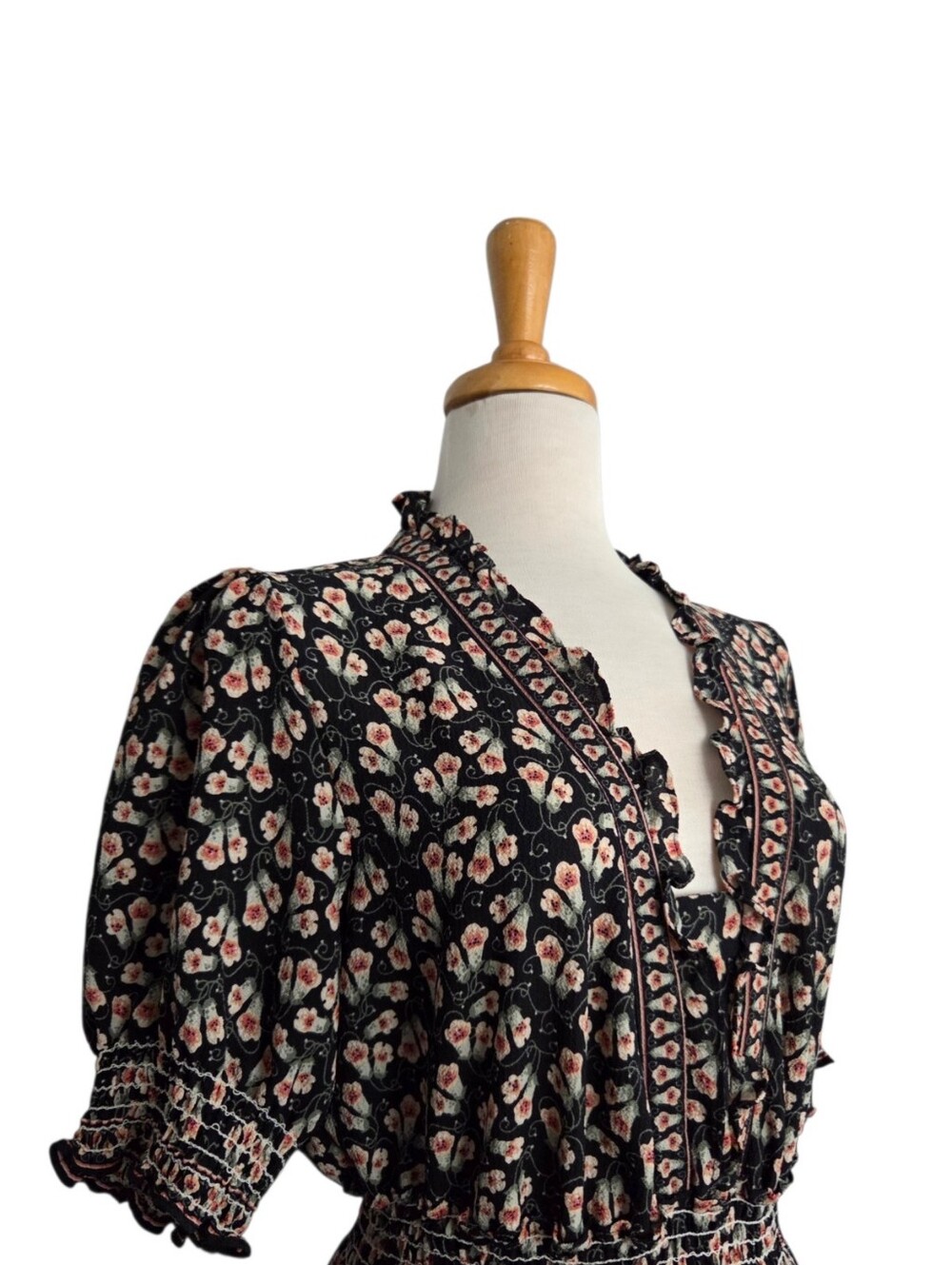 Max Studio Floral Maxi Dress Women's Size L Folkloric Bohemian - Picture 3 of 10